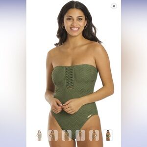 Women's Crochet Lace Bandeau One Piece Swimsuit
